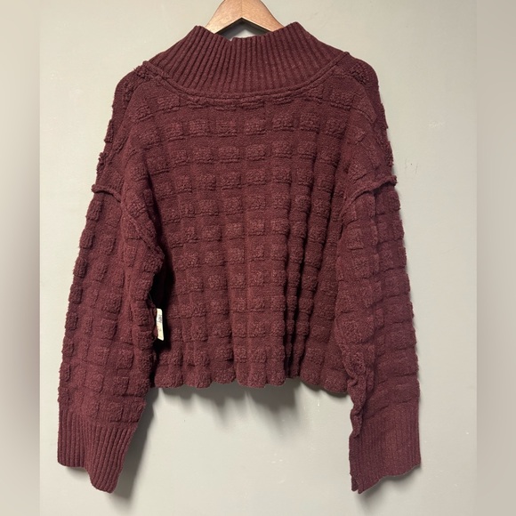 Free People Soul Searcher Sweater NWT Size M and XL Color Wine Heather - Picture 5 of 7
